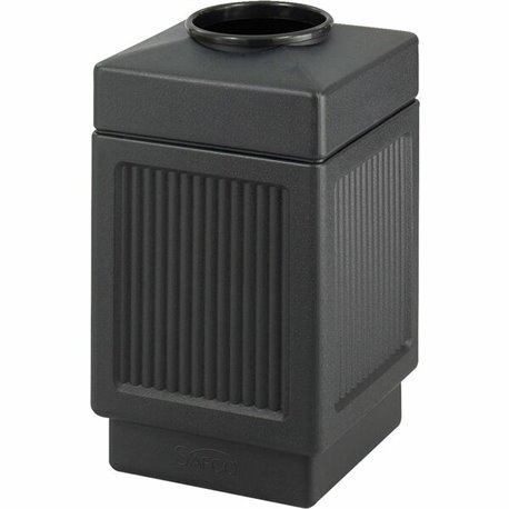 Safco Indoor/Outdoor Waste Receptacle - 38 gal Capacity - 31.5" Height x 18.3" Width x 18.3" Depth - Polyethylene - Black - 1 Ea