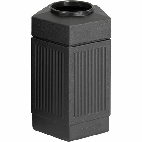 Safco Indoor/Outdoor Pentagon Shape Receptacle - 30 gal Capacity - 28.8" Height x 18" Width x 18.5" Depth - Polyethylene - Black