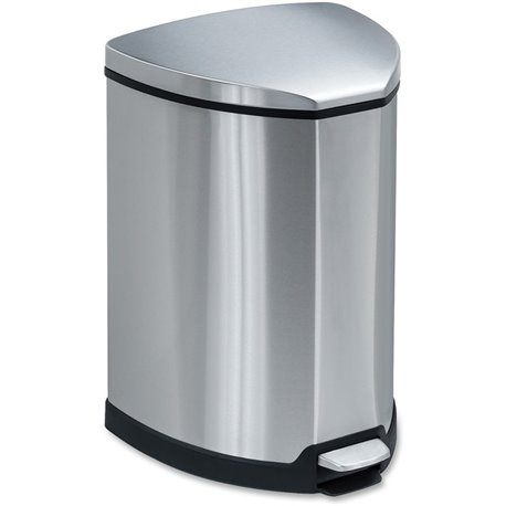 Safco Hands-free Step-on Stainless Receptacle - 4 gal Capacity - 20.5" Height x 10.8" Width x 10.8" Depth - Steel - Stainless St