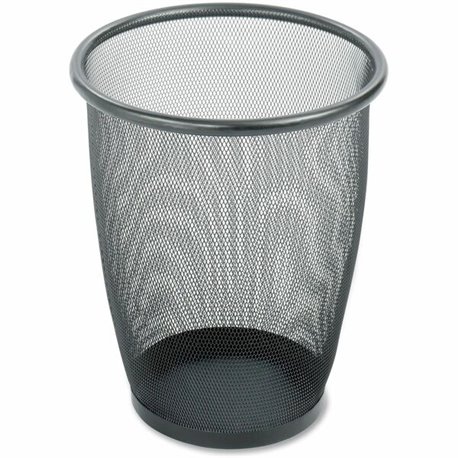 Safco Round Mesh Wastebaskets - 5 gal Capacity - Round - 13" Opening Diameter - 14.5" Height - Steel - Black - 1 Each