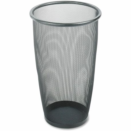 Safco Round Mesh Wastebaskets - 9 gal Capacity - Round - 13.50" Opening Diameter - 19.5" Height - Steel - Black - 1 Each