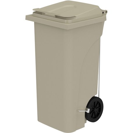 Safco 32 Gallon Plastic Step-On Receptacle - 32 gal Capacity - Foot Pedal, Lightweight, Easy to Clean, Handle, Wheels, Mobility 