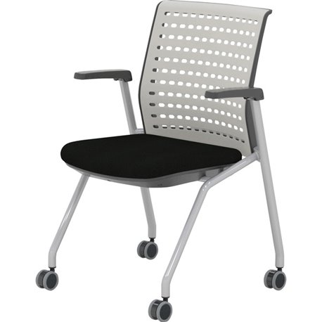 Mayline Thesis Static Back Training Chair - Gray Seat - Light Gray Poly Back - Gray Frame - Four-legged Base - Steel - 2 / Carto