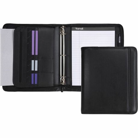 Samsill Letter Pad Folio - 8 1/2" x 11" - 3 Fastener(s) - 1" Fastener Capacity for Folder - 2 Exterior, Internal Pocket(s) - Vin