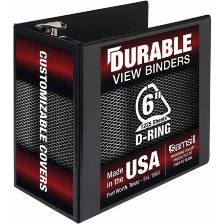 Samsill Durable View Binder - 6" Binder Capacity - Letter - 8 1/2" x 11" Sheet Size - 1225 Sheet Capacity - D-Ring Fastener(s) -