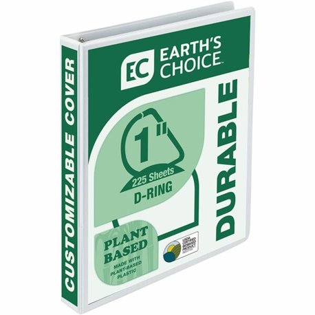 Samsill Earth's Choice Plant-based Durable View Binder - 1" Binder Capacity - Letter - 8 1/2" x 11" Sheet Size - 225 Sheet Capac