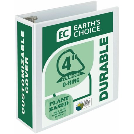 Samsill Earth's Choice Plant-based Durable View Binder - 4" Binder Capacity - Letter - 8 1/2" x 11" Sheet Size - 775 Sheet Capac