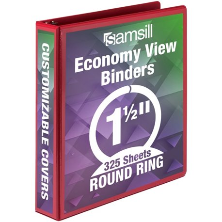 Samsill Economy 1-1/2" Round Ring View Binders - 1 1/2" Binder Capacity - Letter - 8 1/2" x 11" Sheet Size - 350 Sheet Capacity 