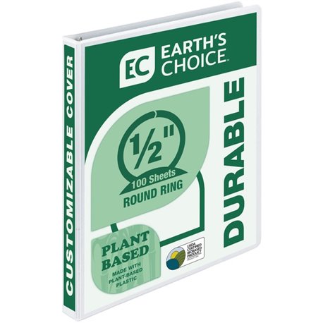 Samsill Earth's Choice Plant-based Durable View Binder - 1/2" Binder Capacity - Letter - 8 1/2" x 11" Sheet Size - 100 Sheet Cap