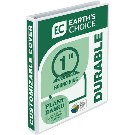 Samsill Earth's Choice Plant-based Durable View Binder - 1" Binder Capacity - Letter - 8 1/2" x 11" Sheet Size - 200 Sheet Capac