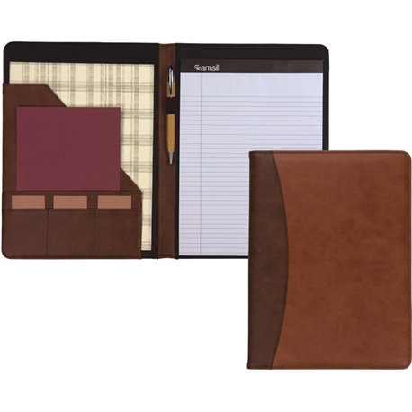 Samsill Two-Tone Padfolio, Resume Portfolio, Business Portfolio, with 8.5 x 11" Writing Pad, Brown and Dark Brown (71656) - PU L