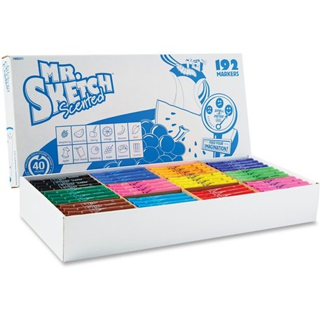 Mr. Sketch Scented Markers Classpack - Broad, Narrow, Medium Marker Point - Chisel Marker Point Style - Raspberry, Orange, Cherr