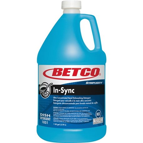 Betco Symplicity In-Sync Dishwashing Detergent - Concentrate - 128 fl oz (4 quart) - Fresh Ozonic Scent - 1 Each - Blue