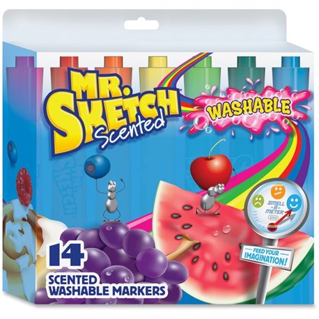 Mr. Sketch Scented Washable Markers - Medium, Broad, Narrow Marker Point - Chisel Marker Point Style - Assorted - 14 / Set