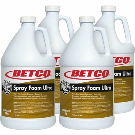 Betco Spray Foam Ultra Degreaser - Concentrate - 128 fl oz (4 quart) - 4 / Carton - Heavy Duty, Caustic-free, Chlorine-free, Che