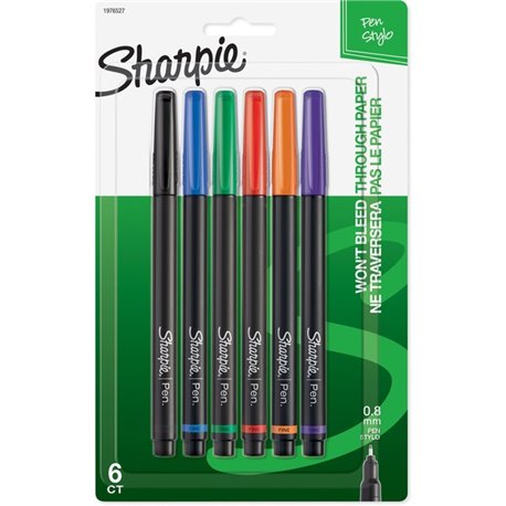 Sharpie Fine Point Pens - Fine Pen Point - Assorted - 6 / Pack