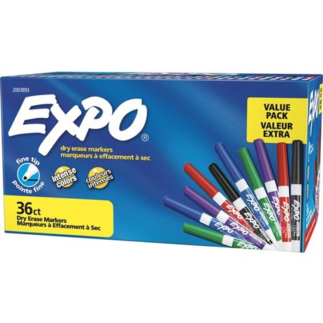 Expo Low-Odor Dry-erase Markers - Fine Marker Point - 36 / Pack