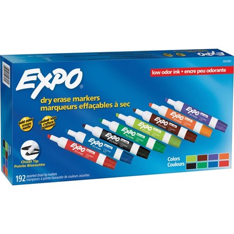 Expo Low-Odor Dry-erase Markers - Fine, Ultra Fine Marker Point - Chisel, Bullet Marker Point Style - Assorted, Blue, Lime, Red,