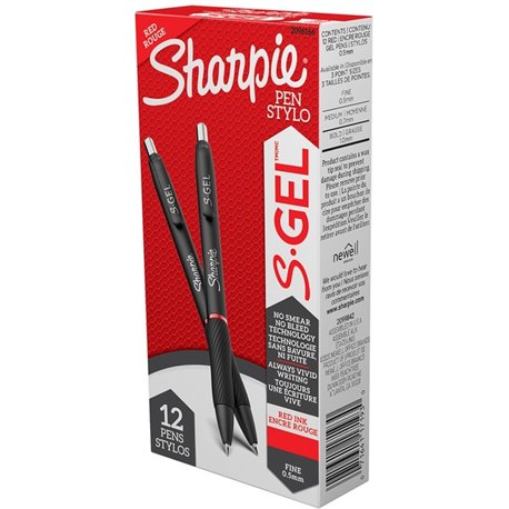 Sharpie S-Gel Pens - 0.5 mm Pen Point Size - Retractable - Red Gel-based Ink - 12 / Dozen