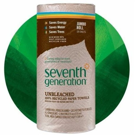 Seventh Generation 100% Recycled Paper Towels - 2 Ply - 11" x 9" - 120 Sheets/Roll - Brown - Paper - 1 Roll