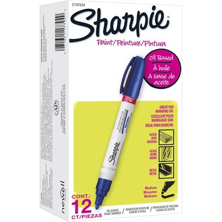 Sharpie Oil-based Paint Markers - Medium Marker Point - Blue Oil Based Ink - 12 / Dozen