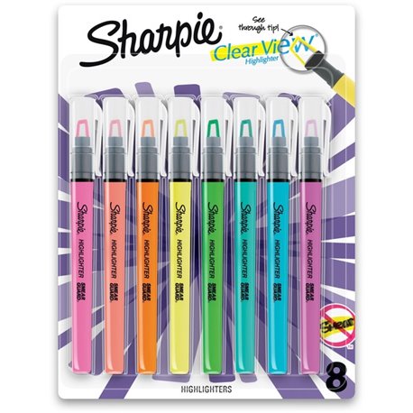 Sharpie Clear View Highlighter - Fine Marker Point - Chisel Marker Point Style - Yellow, Pink, Orange, Coral, Blue, Purple, Fluo