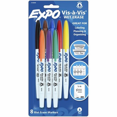 Expo Low Odor Wet Erase Markers, Fine Point - Fine Marker Point - 8 / Pack