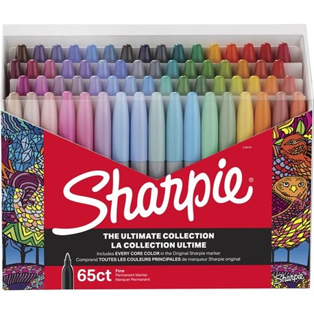 Sharpie Ultimates Permanent Marker - Fine Marker Point - Multicolor - 65 / Box