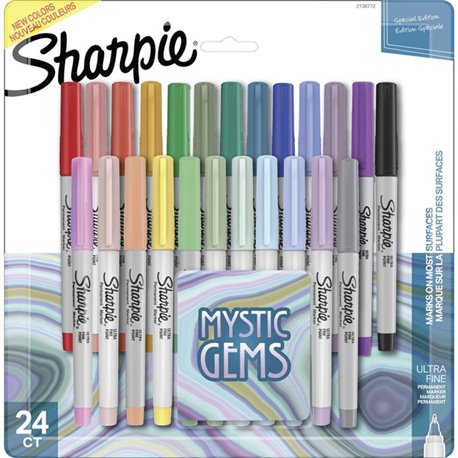 Sharpie Mystic Gems Permanent Markers - Ultra Fine Marker Point - Multi - 24 / Pack