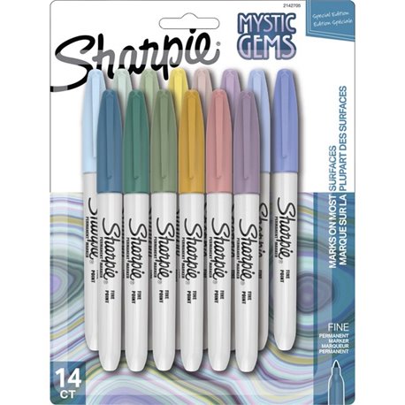 Sharpie Mystic Gems Permanent Markers - Fine Marker Point - Multi - 14 / Pack