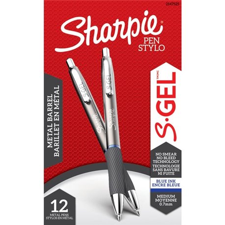 Sharpie S-Gel Pen - 0.7 mm Pen Point Size - Blue - Black Barrel - 12 / Dozen