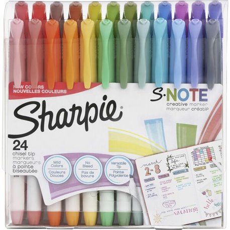 Sharpie S-Note Creative Markers, Chisel Tip - Chisel Marker Point Style - Assorted - 24 / Pack