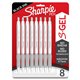 Sharpie S-Gel Pens - Medium Pen Point - 0.7 mm Pen Point Size - Black Gel-based Ink - White Metal Barrel - 8 / Pack