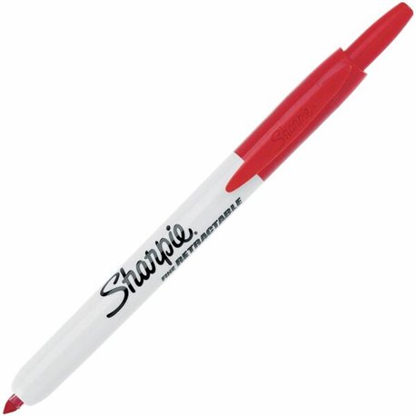 Sharpie Retractable Fine Point Permanent Marker - Fine Marker Point - Retractable - Red - 12 / Dozen