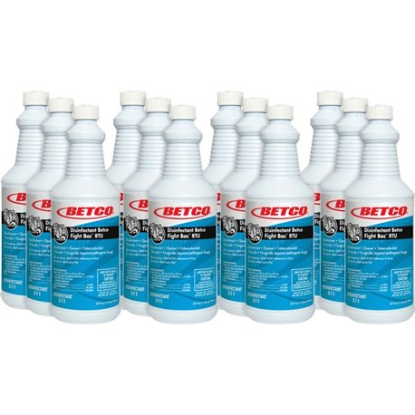 Betco Fight-Bac RTU Disinfectant Cleaner - Ready-To-Use - 32 fl oz (1 quart) - Citrus Floral Scent - 12 / Carton - Deodorize, An