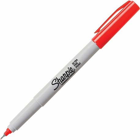 Sharpie Precision Permanent Markers - Ultra Fine Marker Point - Narrow Marker Point Style - Red Alcohol Based Ink - 12 / Box