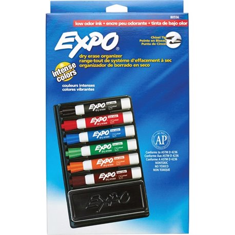 Expo 7-piece Dry Erase Organizer Kit - Fine Marker Point - Chisel Marker Point Style - Red, Blue, Green, Orange, Brown, Black - 