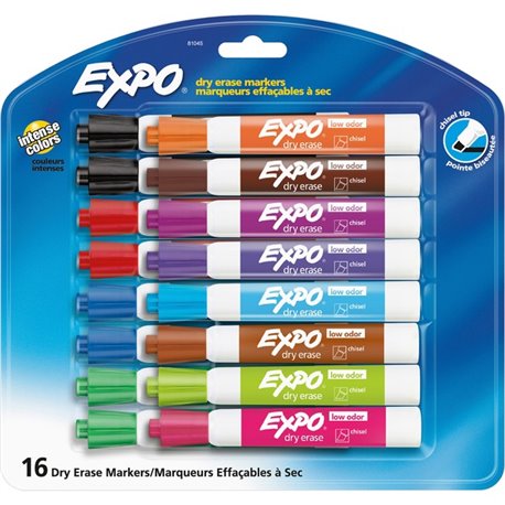 Expo Low-Odor Dry-erase Markers - Bold Marker Point - Chisel Marker Point Style - Assorted - 16 / Set