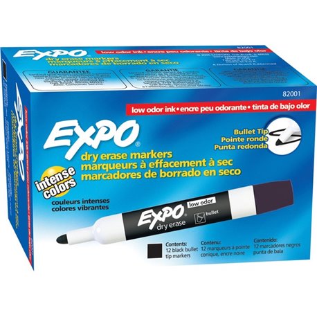 Expo Bold Color Dry-erase Markers - Bullet Marker Point Style - Black - 12 / Dozen