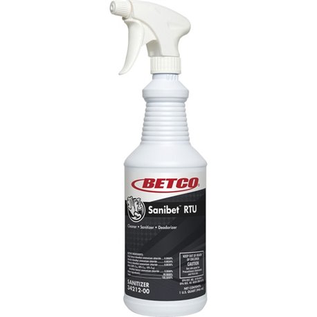 Betco Sanibet RTU Cleaner - Ready-To-Use - 32 fl oz (1 quart) - 1 Each - Deodorize, Rinse-free - Yellow