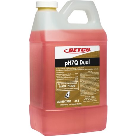 Betco pH7Q Dual Neutral Disinfectant Cleaner - FASTDRAW 4 - Concentrate - 67.6 fl oz (2.1 quart) - Pleasant Lemon Scent - 4 / Ca