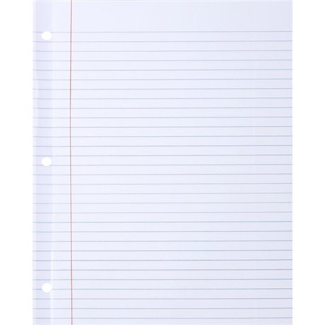 Sparco Ruled Filler Paper - 100 Sheets - Wide Ruled - Ruled Red Margin - 20 lb Basis Weight - Letter - 8 1/2" x 11" - White Pape