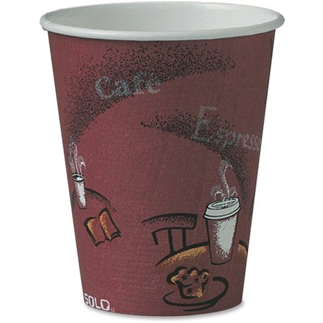 Solo 8 oz Bistro Design Disposable Paper Cups - 50 / Pack - 20 / Carton - Maroon - Paper - Beverage, Hot Drink, Cold Drink, Coff