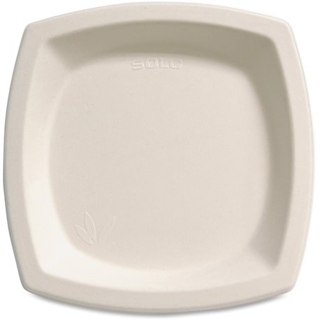 Solo Bare 6-7/10" Eco-Forward Square Plates - Bare - Microwave Safe - 6.7" Diameter - Ivory - Bagasse Body - 125 / Pack