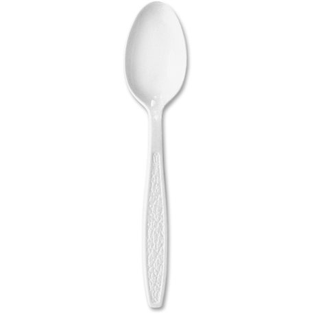 Solo Cup Guildware Plastic Teaspoons - 100 / Box - 10/Carton - Teaspoon - 1 x Teaspoon - Breakroom - Disposable - Textured - Whi