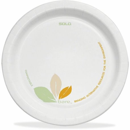 Solo Bare 6" Mediumweight Paper Plates - Bare - Microwave Safe - 6" Diameter - 500 / Carton