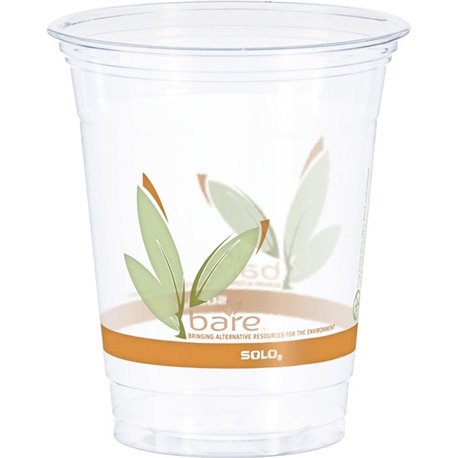 Solo Bare Eco-Forward 12 oz Cold Cups - 50.0 / Bag - 20 / Carton - Clear - Polyethylene Terephthalate (PET) - Beverage, Cold Dri