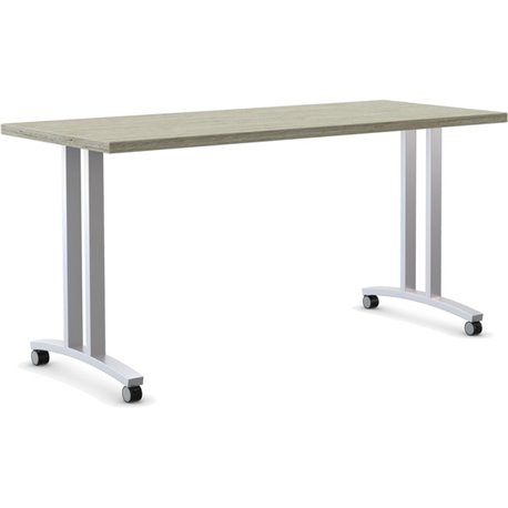 Special-T Structure Series T-Leg Table Base - Powder Coated T-shaped, Metallic Silver Base - 2 Legs - 112 lb Capacity - Assembly