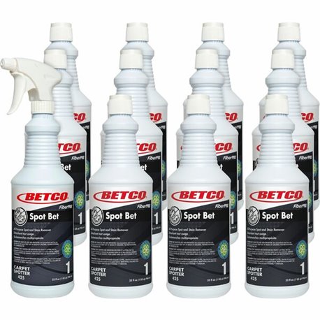 Betco FIBERPRO Spot Bet Stain Remover - Ready-To-Use - 32 fl oz (1 quart) - Country Fresh Scent - 12 / Carton - Deodorize - Colo