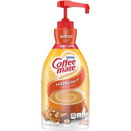 Coffee mate Hazelnut Liquid Creamer Pump Bottle - Gluten-Free - Hazelnut Flavor - 50.72 fl oz (1.50 L) - 1Each - 300 Serving
